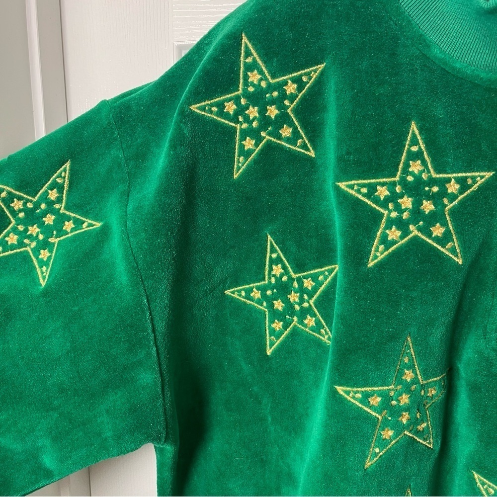 Neiman Marcus Vintage Green Velour Sweatshirt quarter zip Size XL Embroidered - Picture 15 of 16